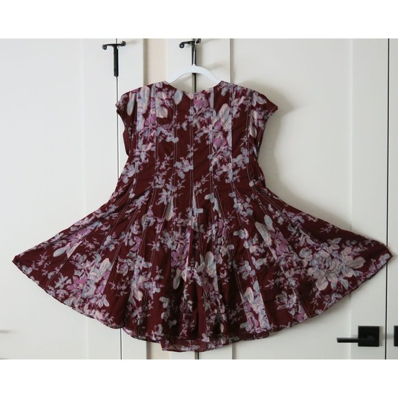 NWT $128 FREE PEOPLE Sully Mini Dress Floral Raisin Combo S - Picture 7 of 14